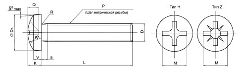 Винты с полуцилиндрической головкой DIN 7985